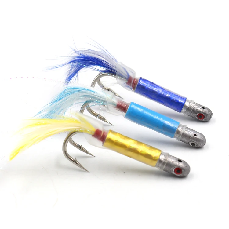 

Wholesale high quality Jig head with feather Lead head hook Jig head with feather, Various