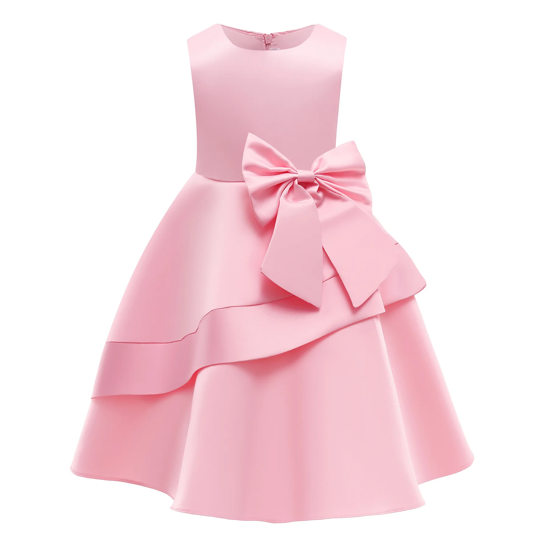 

Performance clothing medium and long children's new satin dress