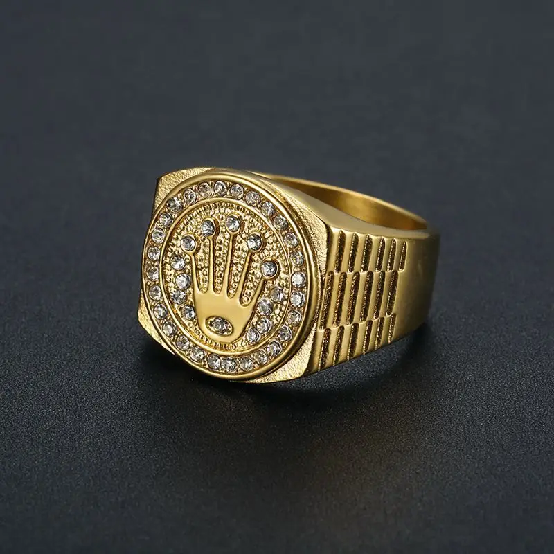 

2021 New Fashion Jewelry Design Gold Plated Crown Men's Ring