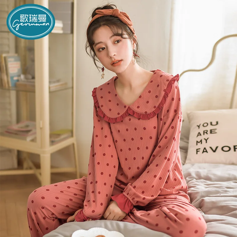 2019 autumn Top Quality 100% Cotton Women night dress sleepwear Comfortable nighty sleepwear Women