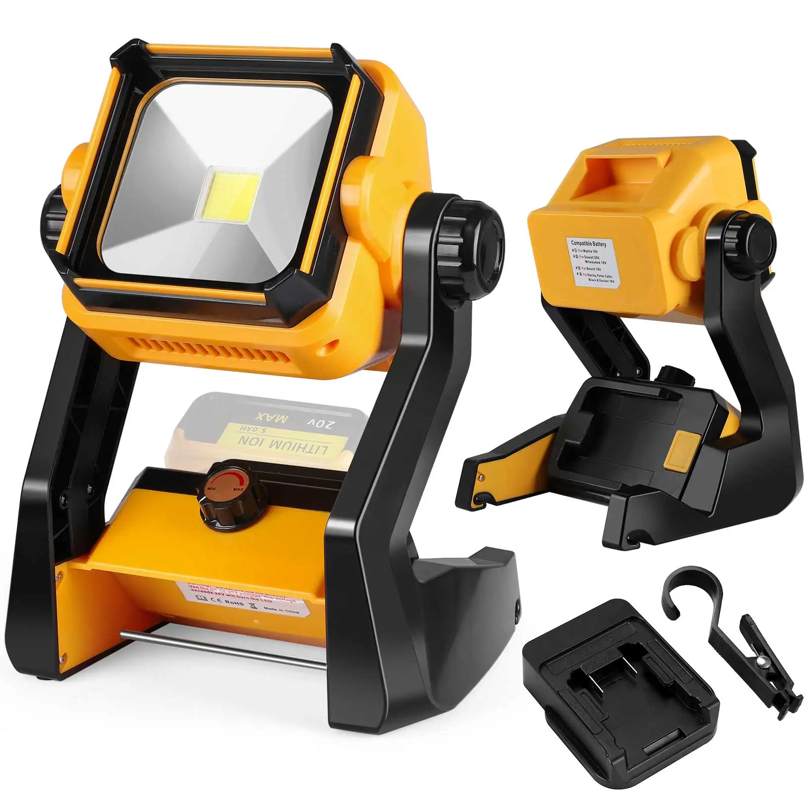 

Cordless battery rechargeable LED work light lamp for dewalt makita battery Power Source Outdoor camping lighting 2500lm 20W