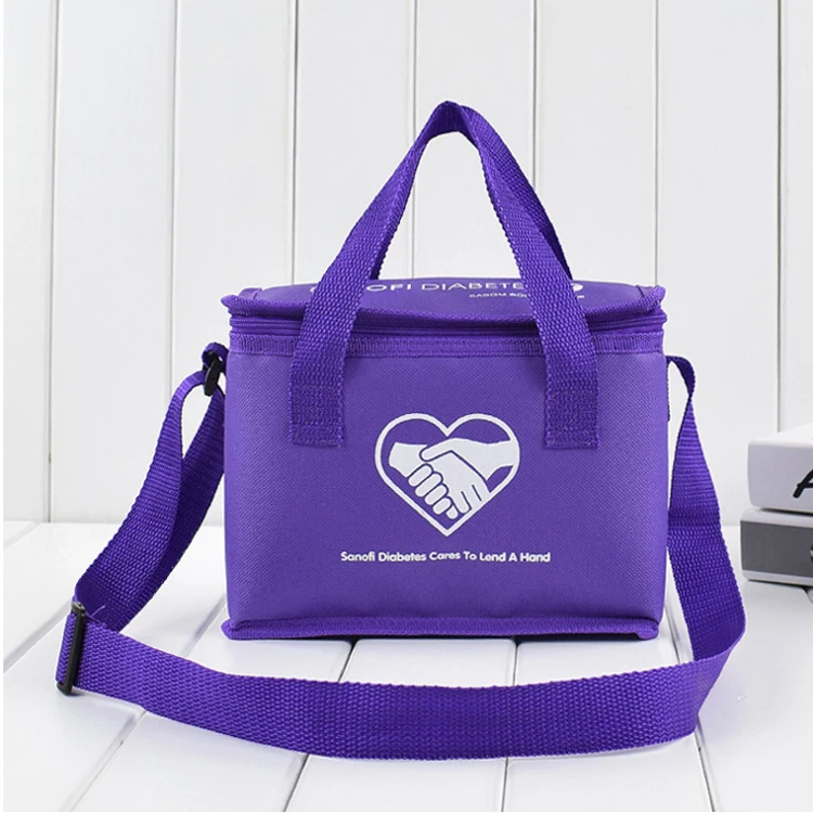 

A413 Customized Portable Take Away Insulation Lunch Bag Waterproof Oxford Cloth Exquisite Food Picnic Ice Pack, Purple