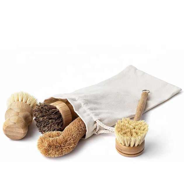 

Eco Friendly Kitchen Products Wood Bamboo Handle Brush Natural Material Fiber Bristle Kitchen Brush Coconut Sisal Fiber Brushes