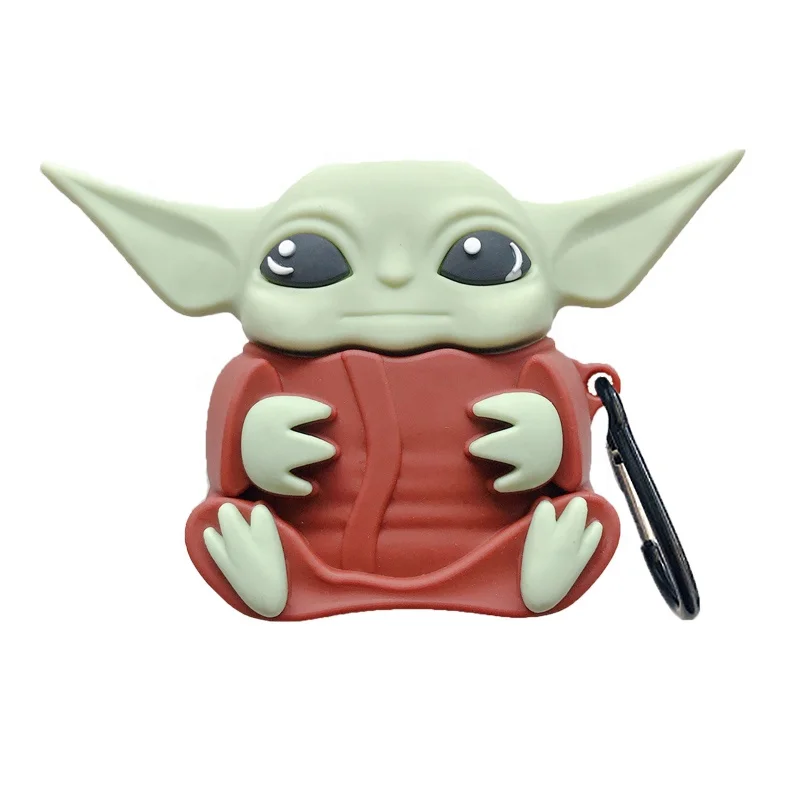 

2021 New Baby yoda case for airpod pro, Soft Silicone Rubber earpod cover cases with Hook for Airpod 1/2