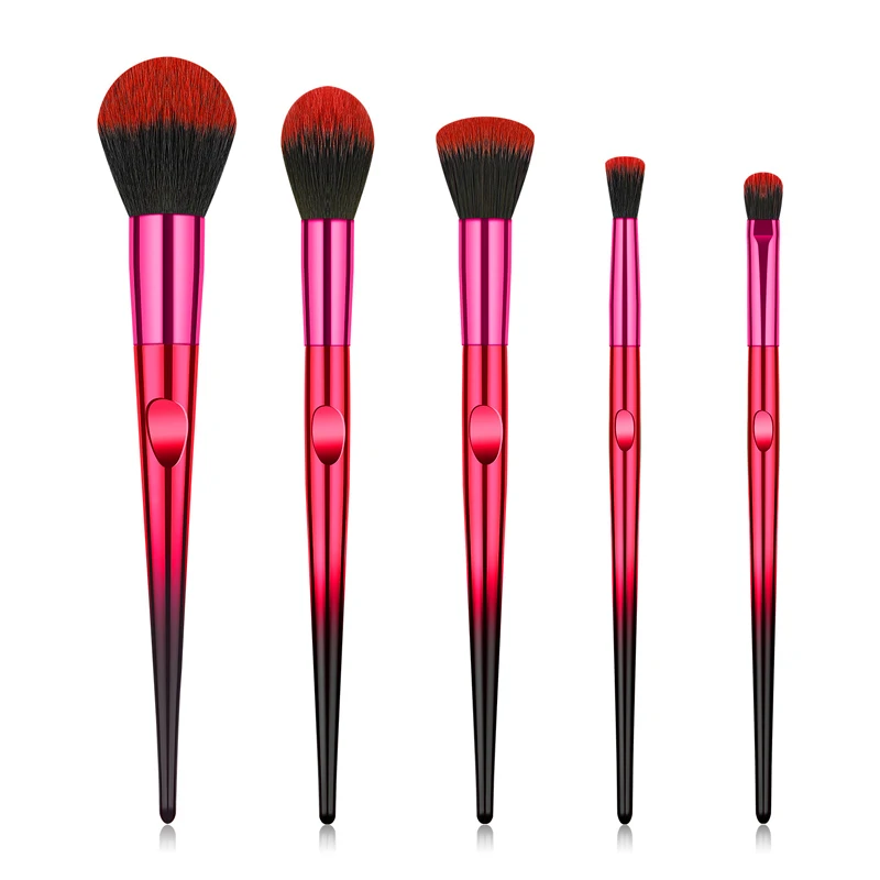 

High Quality Luxury Vegan Professional Personalised Custom Label Foundation Makeup Make-up Make Up Brush Set Tools, Pink, gold, blue, red