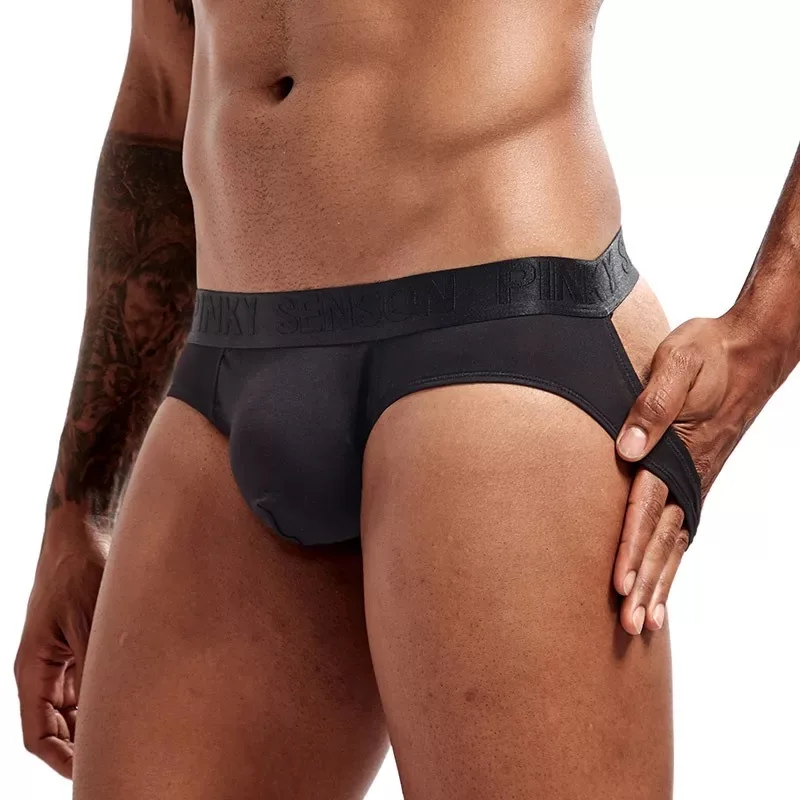 

Sexy Gay Men Underwear Male Lingerie Jockstrap G String Thongs Mens Underpants Pure Cotton Solid Briefs Panties Jock Strap, 5 colors