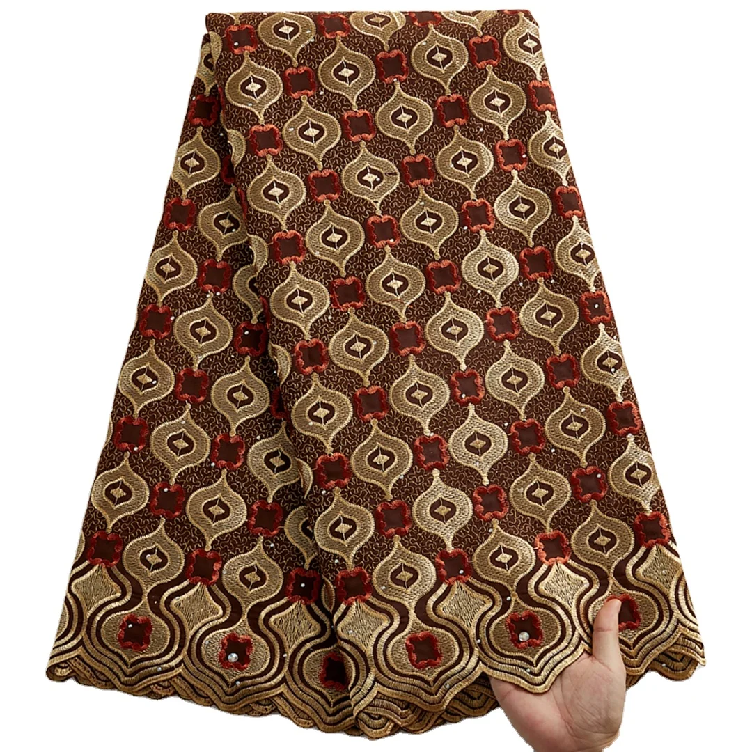 

African Lace Fabric Swiss Voile 100% Cotton 5 Yard Diy Dubai Nigerian Lace Fabric For Dress Women Sewing Dress 2460