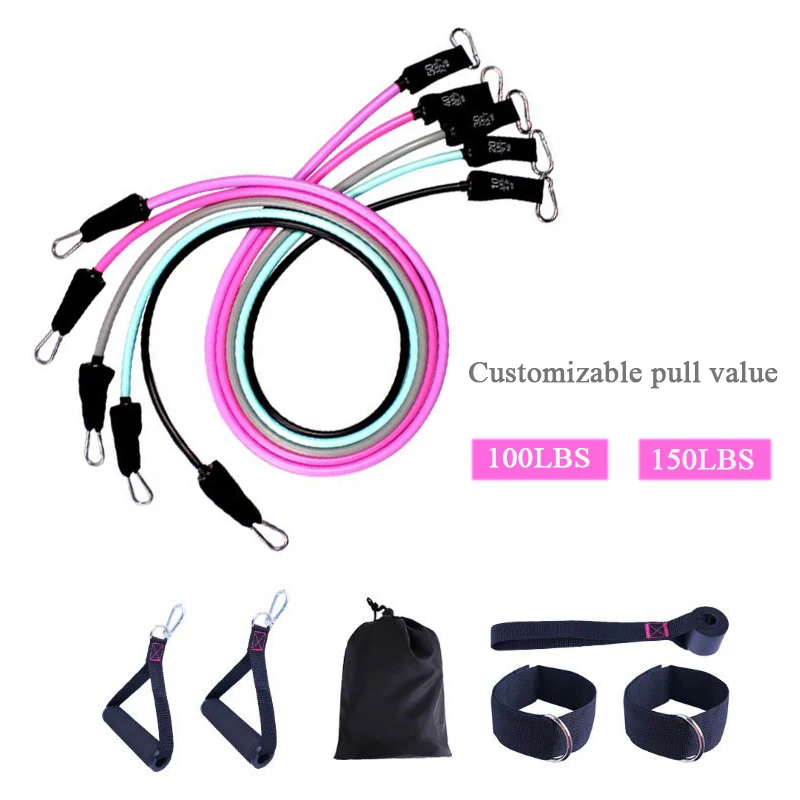 

NQ SPORTS 11 PCs gym latex elastic stretch pull rope fitness resistance tube set workout sports equipment, Can be customized