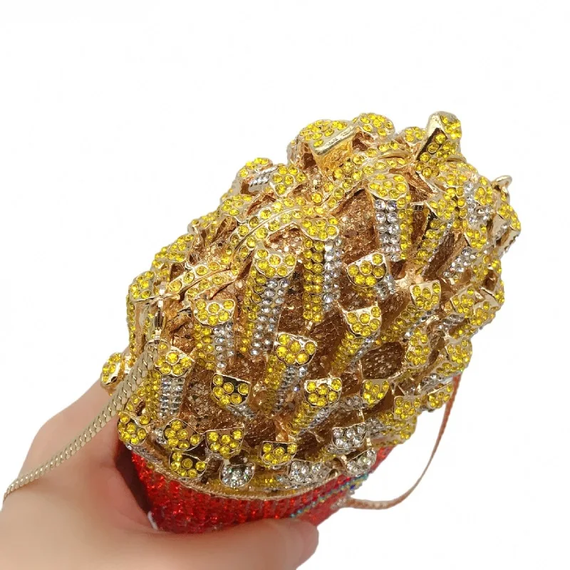 Wedding Party Diamond Clutch Women Evening Bag Handbag Luxury Bling Crystal Rhinestone French