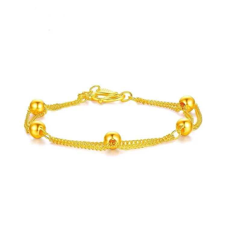 

Gold Plated Matte Round Bead Bracelet Exquisite Craftsmanship Gold Transfer Bead Bracelet Ladies Jewelry