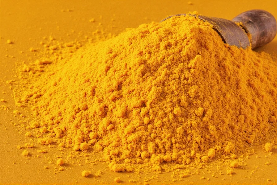 Fresh turmeric root next to turmeric powder in glass jars