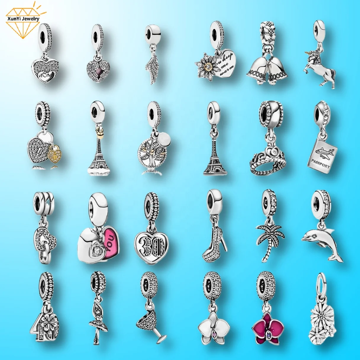 

Wholesales High quatily 1:1 pandents for bracelet 925 sterling silver, Silver color