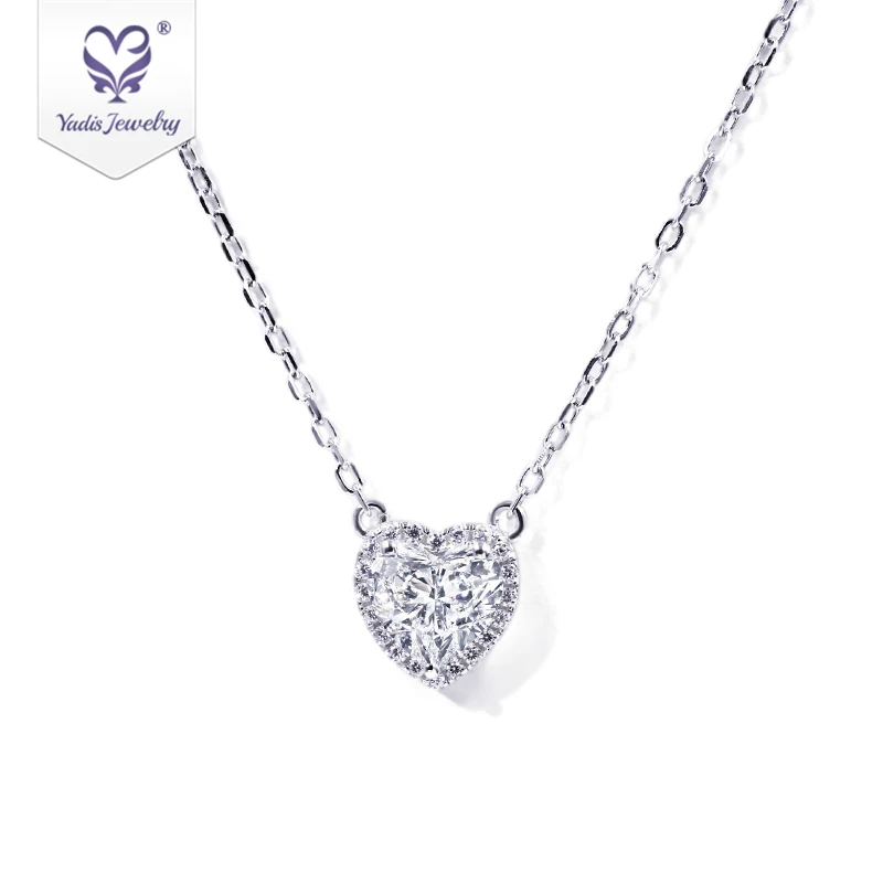 

Yadis fashion jewelry 925 Sterling Silver 18k White Gold Plated moissanite heart Pendant necklaces for women