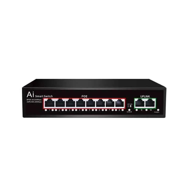 

Factory print customized logo free 8 port POE switch 150W for IPC cameras