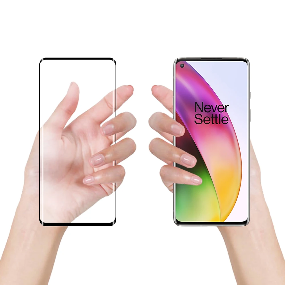 

Veeturbo Wholesale 9H 3D Silk Printing High Transparent Full Curved Premium Tempered Glass Screen Protector for OnePlus 8