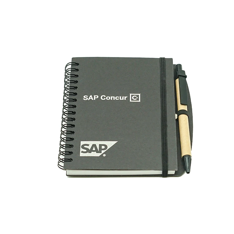 
Custom logo high quality hardcover a6 spiral notebook with pen / notebook set 