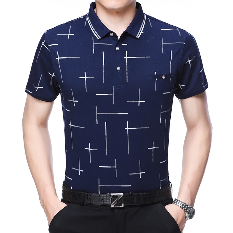 

New arrival polo shirt formal style man's knit print cotton shirt