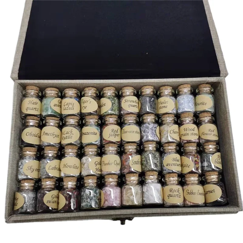 Crystal Crafts Chips Bottle Carved Crystal Tumbled Stone Gift Box for Gift