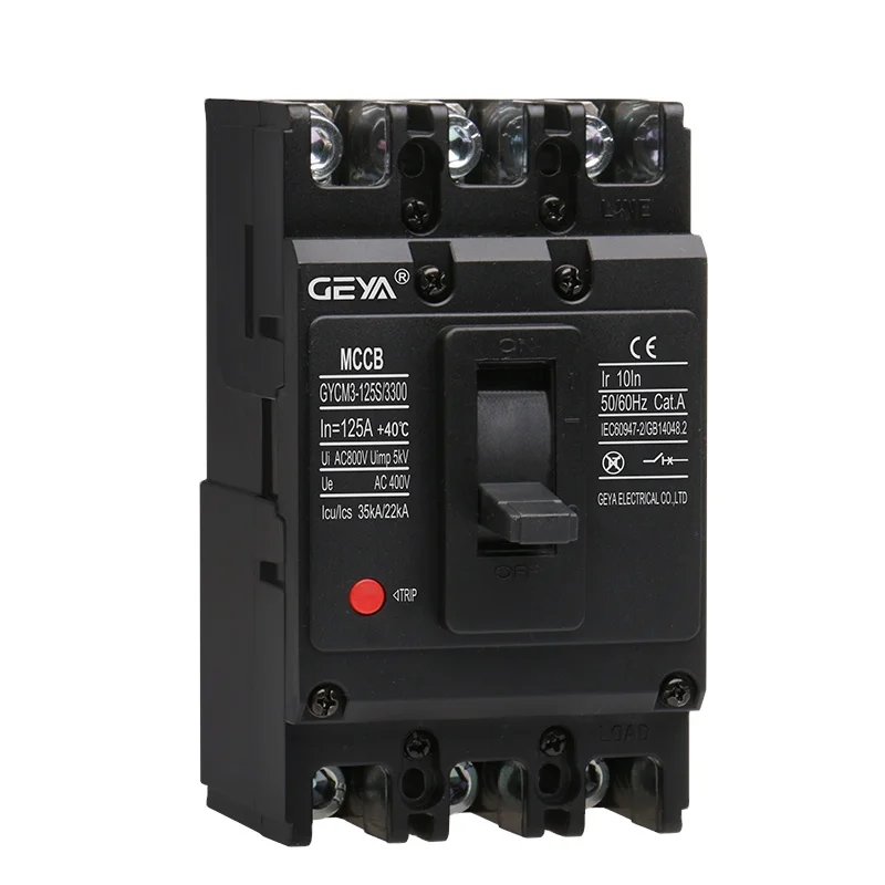 

GEYA GYCM3-125S MCCB Breaker 3P 63A 80A 125A AC400V 50Hz 3 Phase Moulded Case Circuit Breaker 4 Pole MCCB