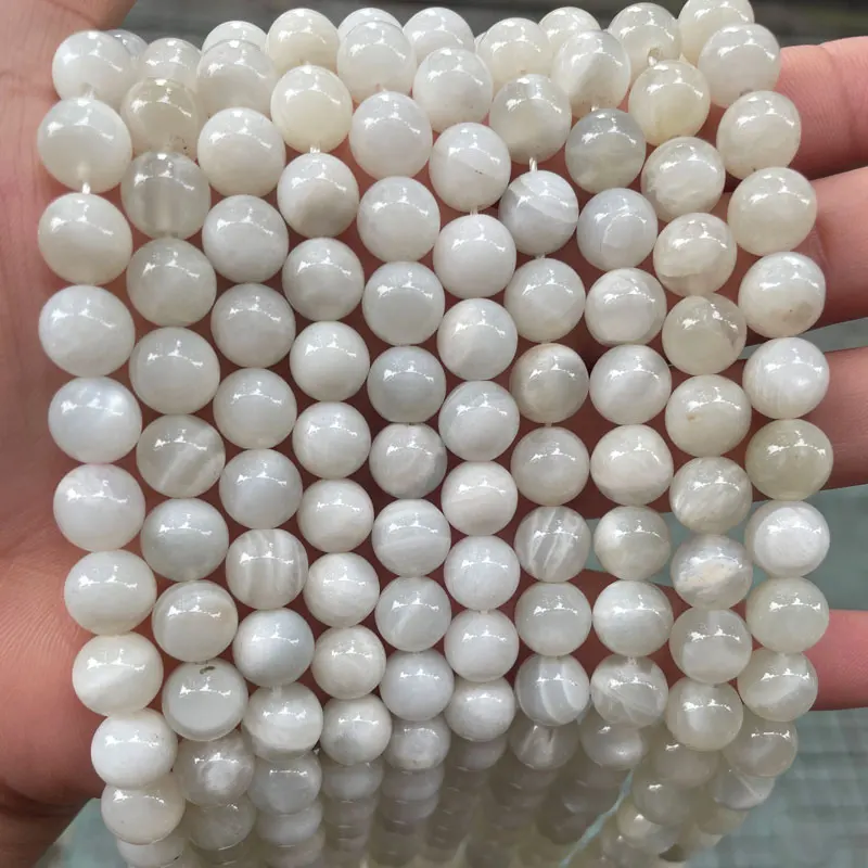 

High Quality 3A Grade Natural White Moonstone Beads Round Loose Gemstone Beads For Jewelry Making DIY Moonstone Ring
