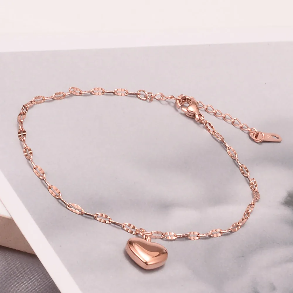 

Wholesale fashion anklets 18k rose gold plated adjustable stainless steel heart bracelet, Rose gold/gold