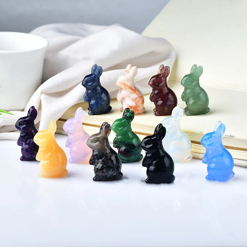 

Easter Bunny Natural Crystal Crafts Gemstone Carved Rabbit Wedding Gifts For Guests Stone Crystal For Home Decor