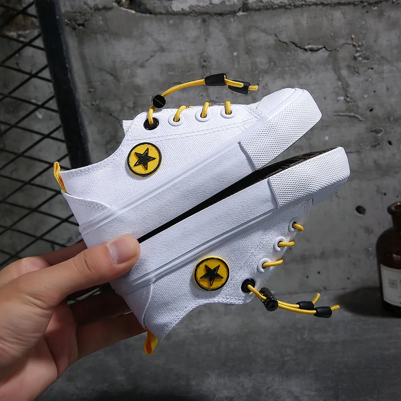 

2020 Spring Autumn Canvas Shoes Children's Shoes Fashion Breathable Boys Girls Casual Canvas Shoes, White/yellow/black