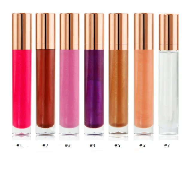 

Shiny moisture lipgloss wholesale clear lipgloss rose gold tube gloss, 7 colors