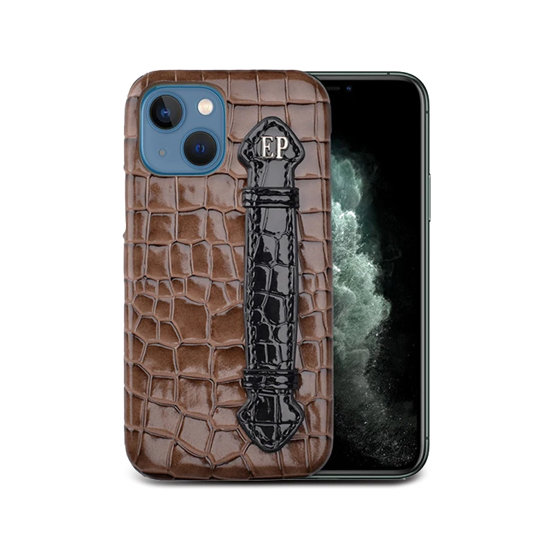 

2021 New Brown Crocodile leather Bracket anti-drop mobile phone protection case for Iphone 13 Pro Max Hot luxury phone cases