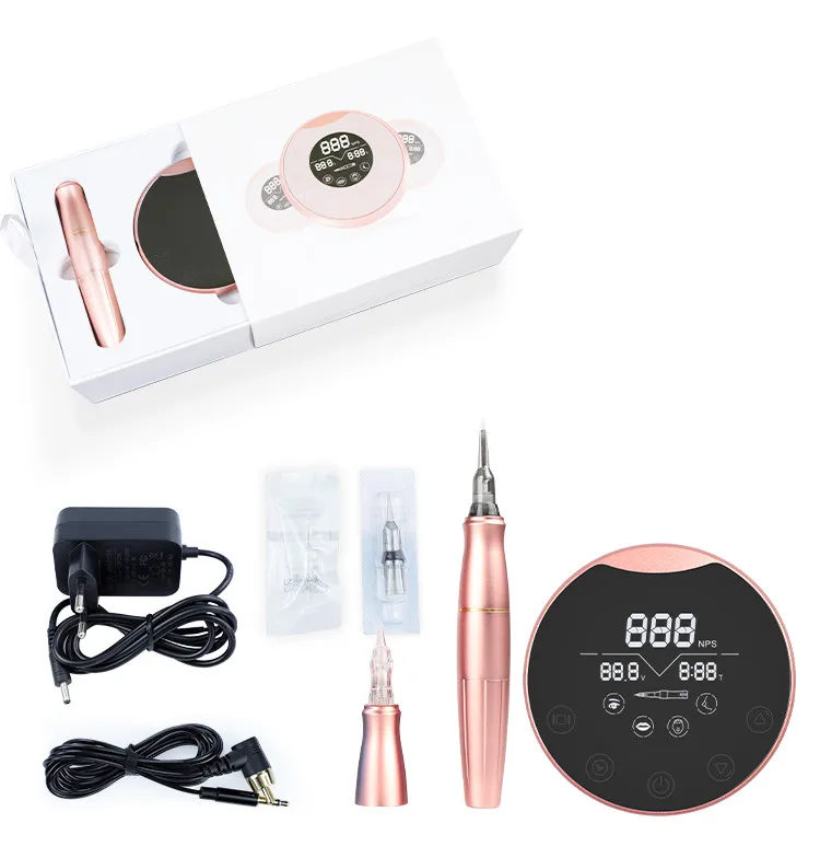 

BIOMASER OEM P90 Mirror Dermographe Permanent Makeup Machine Rotary Eyebrow Pen Tattoo Machine Full Set Pink