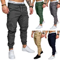

Men Hip Hop Joggers Pants Trousers Solid Multi-pocket Pants Sweatpants