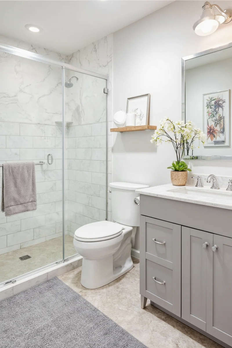 Colorful bathroom with cleanable walls