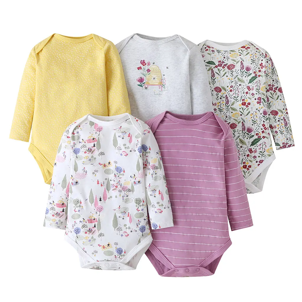 

Factory Direct Sale Casual Style Shower Gift Set Newborn Baby Girl Summer Cotton Rompers Long Sleeve Clothes Bodysuit