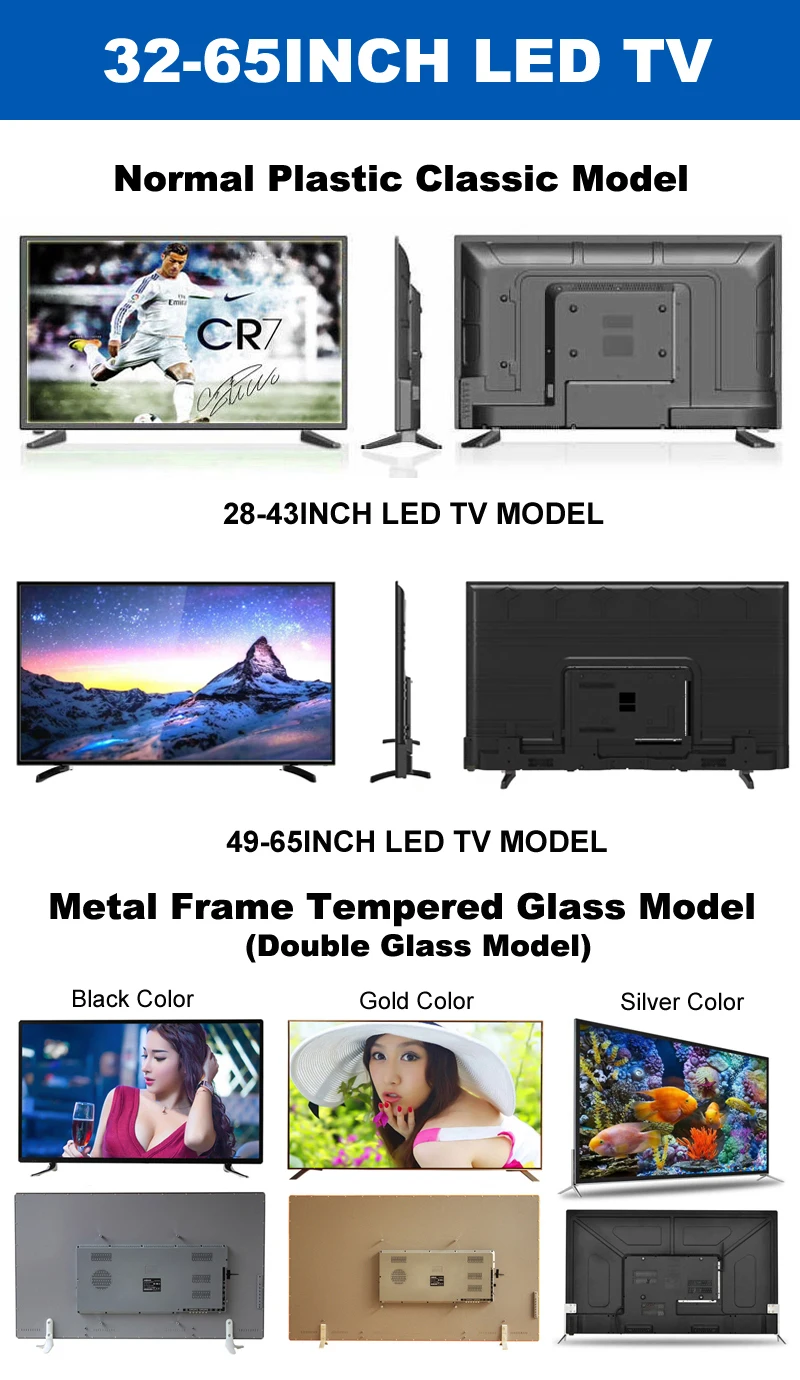 Google Androidtv Television 4K Smart TV 85 Inch 19 24 32 43 50 55 65 75 100 Inches LED TV Factory Wholesale Flat Screen LCD TV