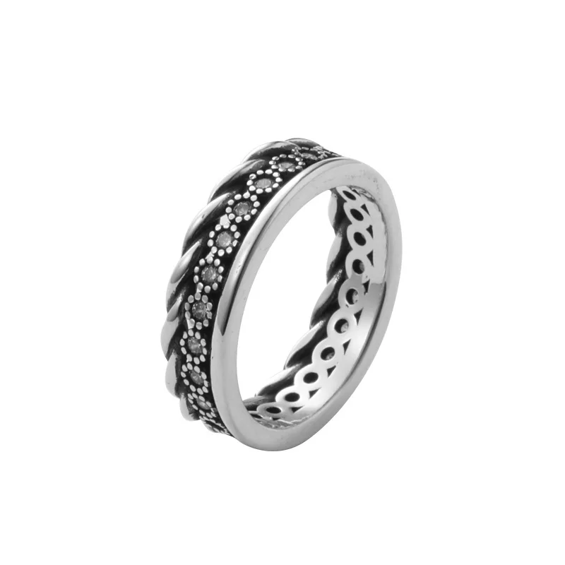 

925 sterling silver ring jewelry rope band with zircon stone band rings for women