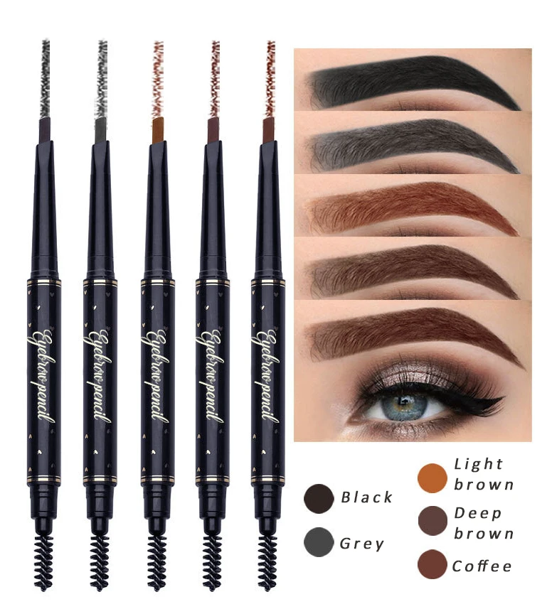 

Low MOQ No Logo Eyebrow Pencil Double Head Eyebrow Pen With Brush Long lasting Custom