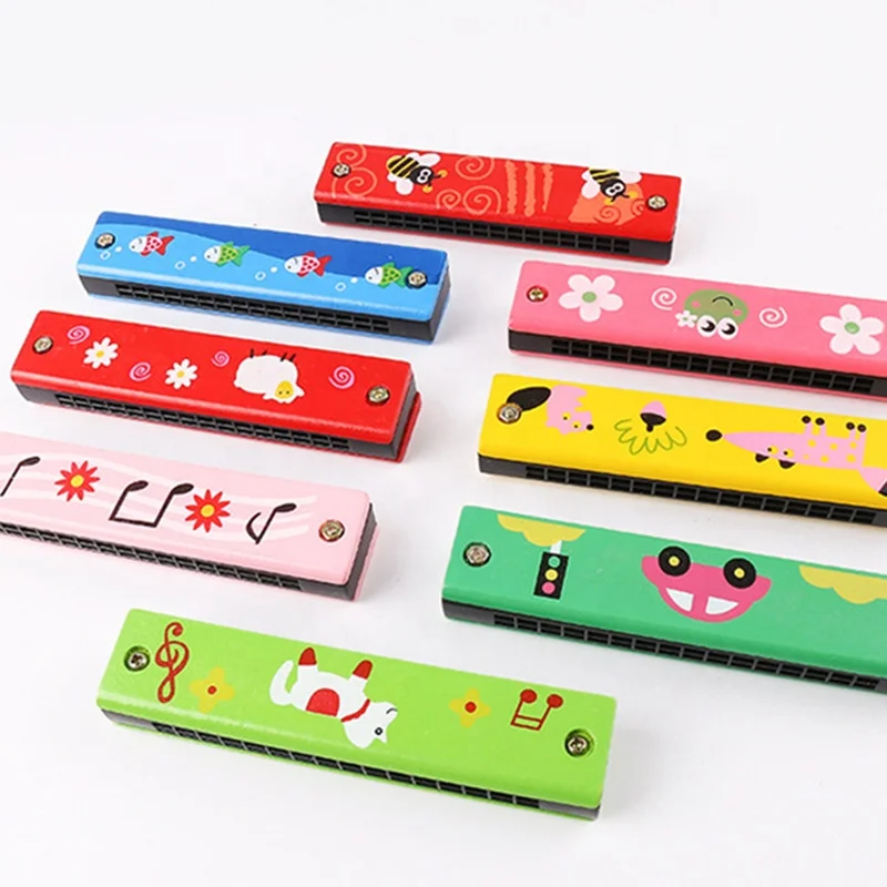 

TY Double row 16 hole harmonica children's wood painting harmonica woodwind harmonica sports entertainment accessories, Customized