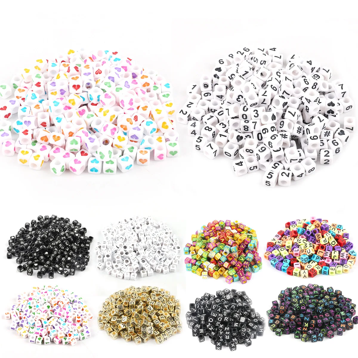 

Acrylic Alphanumeric Beads DIY Handmade Beaded Bracelet Material Custom Letters Heart Beads Jewelry Making Accessories