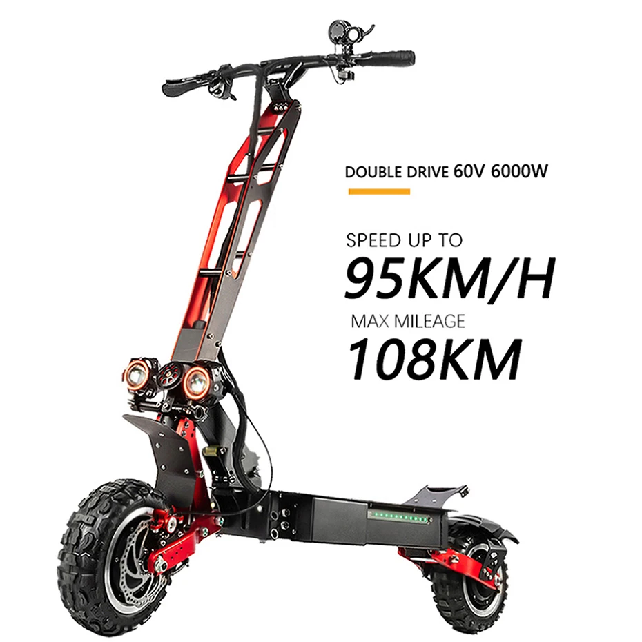 

Halo Knight T109 Electric Scooters From China 11inch Dual Motor Electric Bike Scooter Adult Double Brake E scooter 6000W 60V