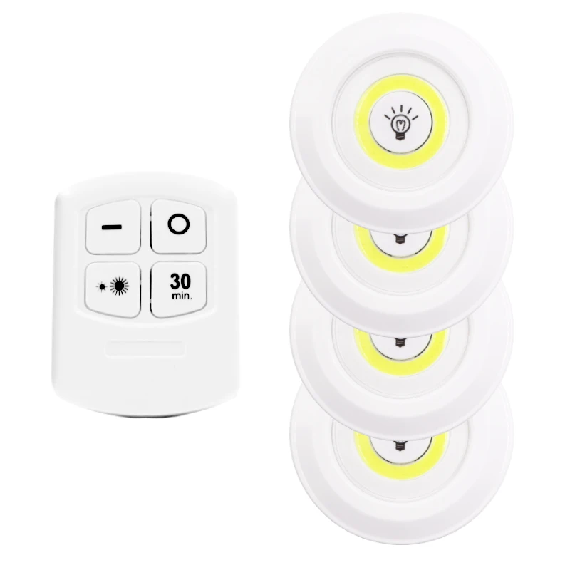 Biumart 4 pack wireless low voltage remote white internal led daylight puck lights under counter over cabinet lighting canada