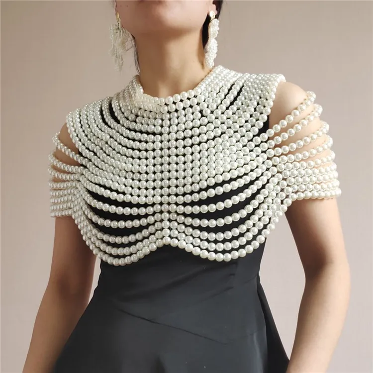 

luxury Handmade high Beaded Necklaces Women Collar Beaded Scarf Necklace Choker Maxi Necklace for Wedding Dress