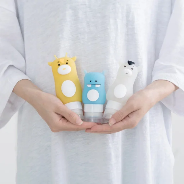 

Animal Design Silicone Travel Bottles Portable Cosmetic Lotion Silicone Bottle Kit, Yellow, blue, white