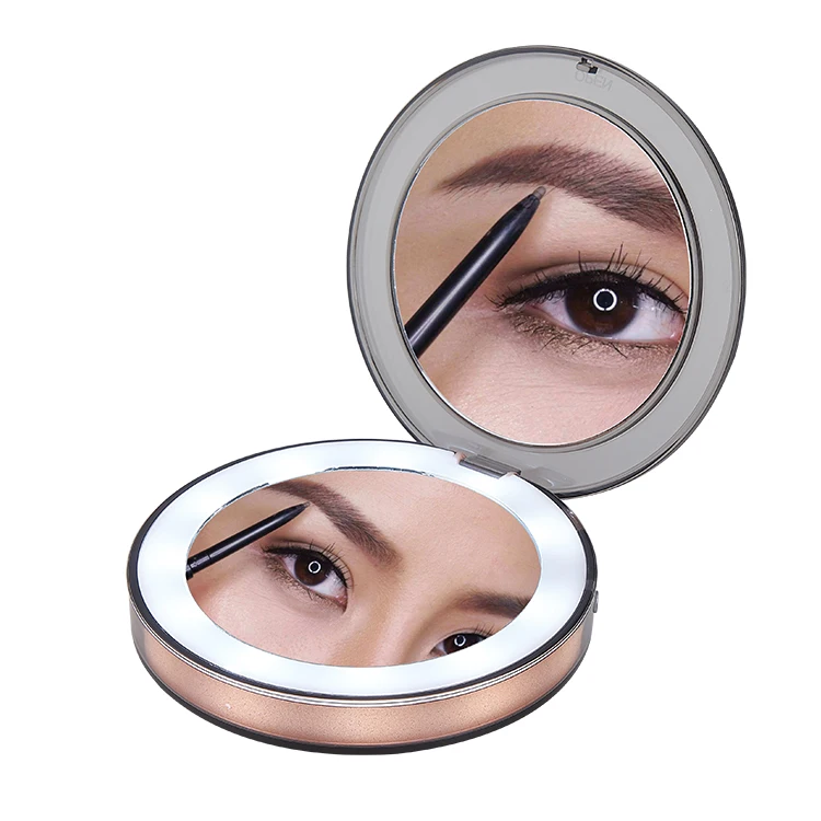 
Light Adjustable LED Lighted Travel Makeup mini Mirror Foldable Compact Mirror espejo de maquillaje con luz led 