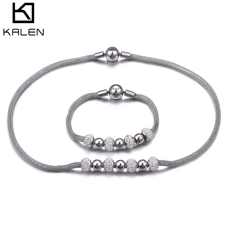 

Wholesale Fashion Bracelet And Necklaces Crystal Sets 316L Stainless Steel Set Fine Jewelry