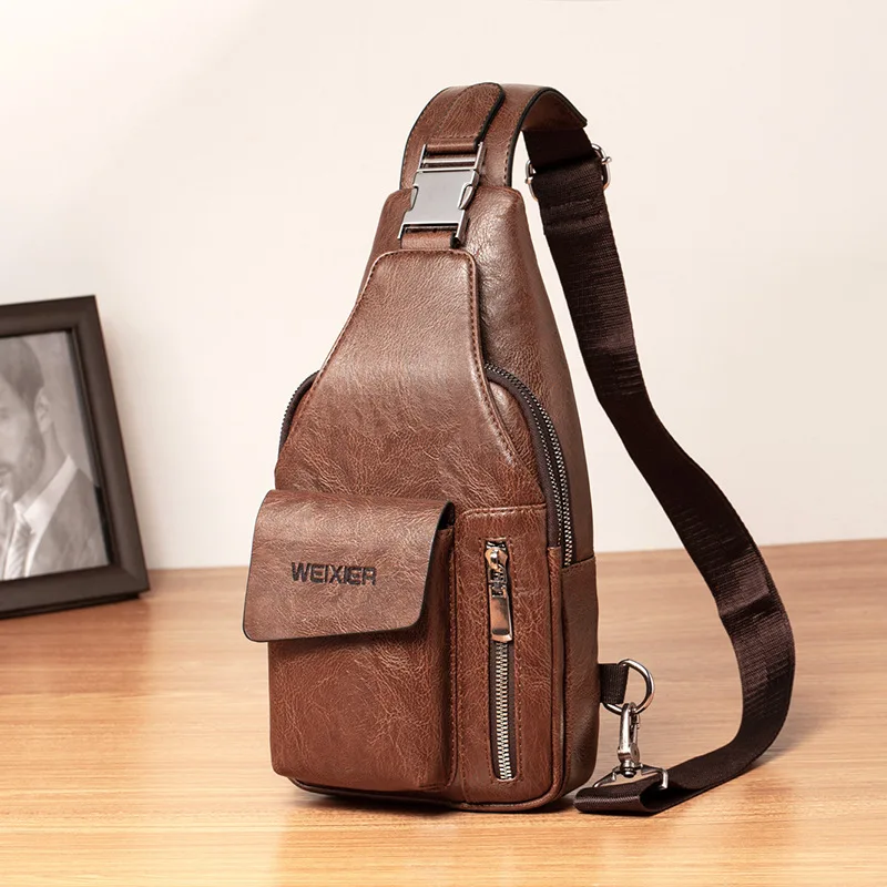 

Amazon retro men's messenger bags crossbody man leather office chest bags for men backpack custom shoulder bag