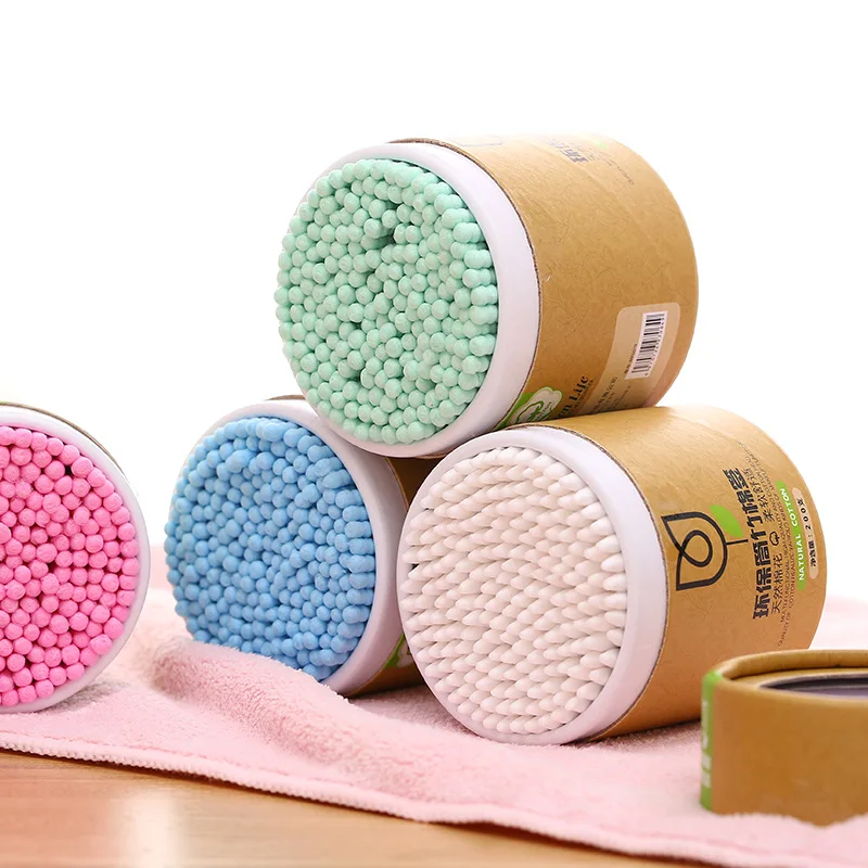 
100% Biodegradable Natural Bamboo Cotton Buds for Ear With Cylinder Package 