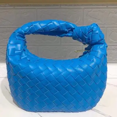 

846# Small latest fashion women woven pu leather clein blue knot hobo bags trendy clutch bags for ladies hand bags