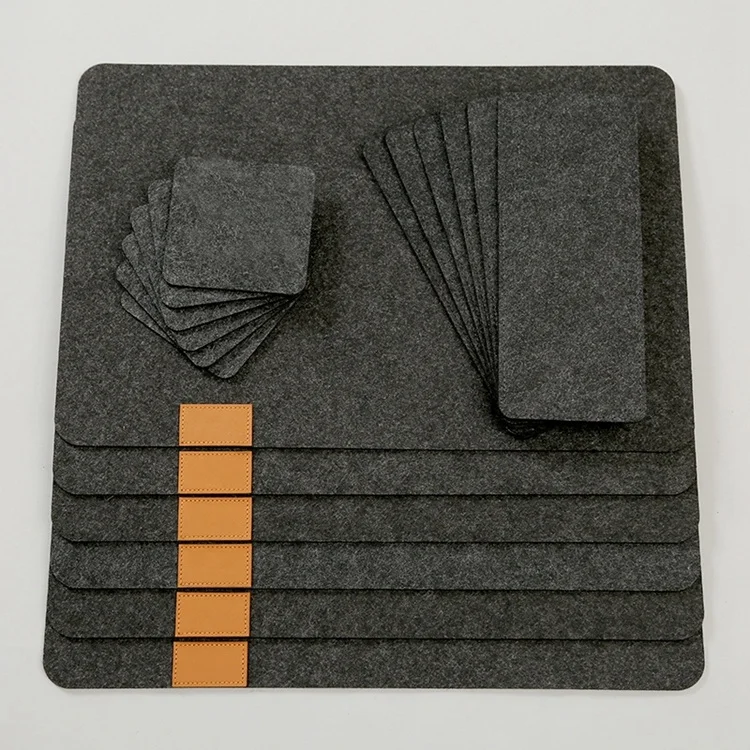 

Hot Selling Eco-friendly Customized Non Slip Heat Resistant Table Place Mats Set of 6 Felt Placemats, Light grey, dark grey, black or customized