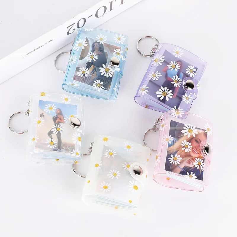 

Small Sticker 1/2 Inch PVC Transparent Daisy Mini Keychain Card Holder 16 photos Personalized Insert Photo Album