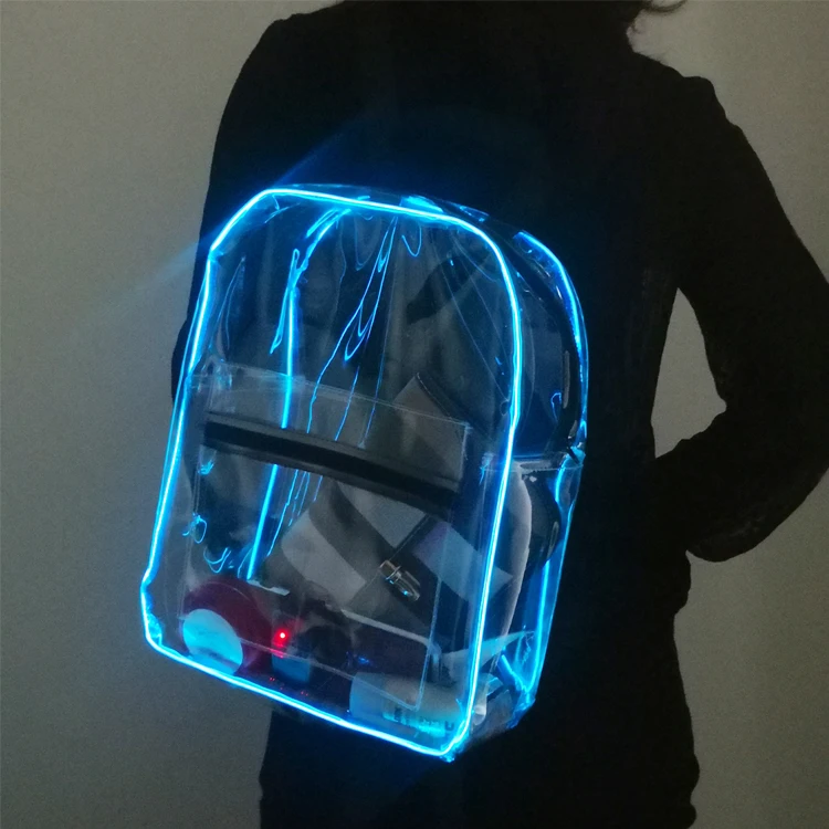 

2021 Cold Light School bag Neon Cool Backpack Transparent Cosmetic Travel Bag, Clear